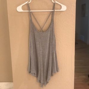 Grey tank top with crisscross back